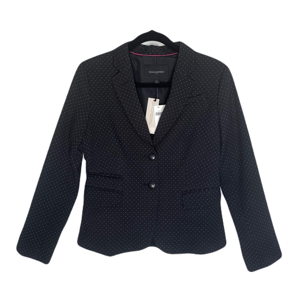 Banana Republic Easy Care Women’s Blazer Jacket Black with White Dots